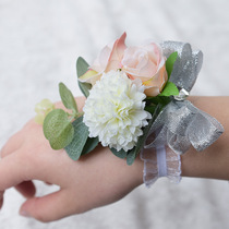 Mori small fresh bride bridesmaid wrist wreath sister group hand flower wedding dinner annual dance European style