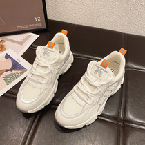 WUXIE European and American street fashion casual shoes leather sports father shoes breathable mesh small white shoes