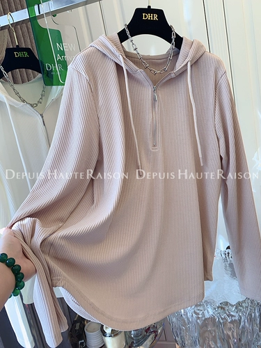 Очень большой весенний лонгслив с молнией с капюшоном для отдыха, большой размер, в корейском стиле, оверсайз