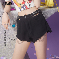 (new) Selfie Pocket Black High Waisted Denim Shorts Women 2022 Summer thin Micro Laserpants