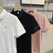 LUUD handsome Art signature embroidery men polo Paul top fashion simple short sleeve slim short sleeve shirt tide