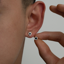 S999 Pure Silver Black Roman Digital Earnail Mens Singles Only Yuppies High Street Hip Hop Ear Accessories Superior Earrings Lukewarm