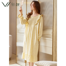 2022 New Sleeping Dress Lady Spring Autumn Style Pure Cotton Long Sleeve Princess Wind Pyjamas big code Home Residence Suit Suit
