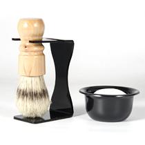Foreign trade tail single solid wood nylon shaving brush beard brush foaming brush handmade soap Hu brush rack shaving bowl 4-piece set