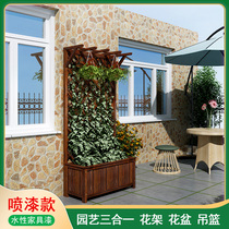 Anticorrosive wood stand flowerpot climbing climbing outdoor fence outdoor courtyard decoration fence flower slot partition flower box