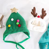 Pet New Year holiday costume Christmas tree hat cat elk Hood dog warm clothes small dog accessories
