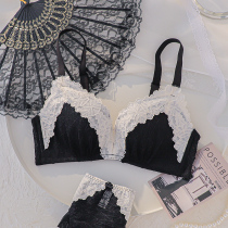 Sexy underwear women's small breasts gather sex confused lace without steel ring set 2021 new explosions pure desire bra