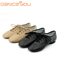 DanceYou Cowhide lace-up jazz dance shoes Dance shoes Mens and womens shoes with heels Soft-soled practice shoes Dance shoes Ballet