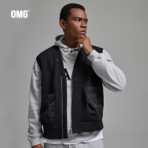 OMG Tide brand waffle autumn winter outdoor sports vest mens knitted cotton jacket warm cardigan coat mens casual