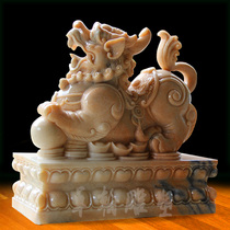 Stone carving brave pair of white marble courtyard outdoor town house Zhaocai door ornaments home evil marble Unicorn