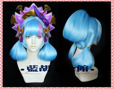 taobao agent [Blue beard] Evelyn Soul Lotus COS wig blue pink pink dyeing League of Legends LOL