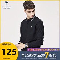 Dance with Wolves long sleeve T-shirt mens lapel collar polo shirt casual top 2021 autumn new mens solid color top