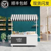 European-style wrought iron float supermarket promotional car creative outdoor stall car with cabinet flower shop mobile stall stall car