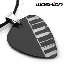 Personality Rock Metal Punk Titanium steel guitar pick necklace Piano key Keyboard