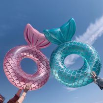 Mermaid tail swimming ring Adult life buoy floating row floating water chair inflatable floating bed Blister shooting props