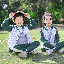 School uniform set for primary school students three sets of childrens school uniforms spring and autumn clothing class uniforms kindergarten autumn and winter green