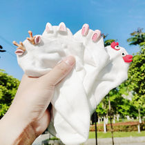  Summer socks womens socks cotton socks Korean thin ins tide cute girl Japanese heel ear student boat socks
