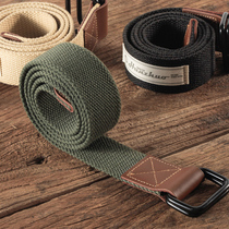 Young peoples overalls belt mens trendy jeans canvas belt military training mens double-ring buckle-free punching belt