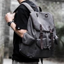 Retro canvas backpack mens trend junior high school students bag casual simple travel bag computer backpack mens bag