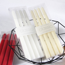 Classic smokeless tasteless colored candles romantic colorful candlelight dinner ivory white long rod candle