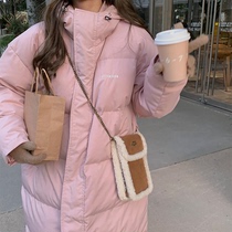 U77yong lazy pink hooded cotton jacket Korean version loose thin thick long cold cotton coat women winter