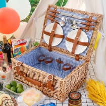 Liuchino dining basket Rattan insulation picnic basket ins Wind net red hand with lid Foldable bamboo woven with cutlery