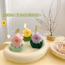 Cute flower scented candle ins Wind girl heart indoor desktop home decoration decoration photo props gift