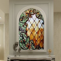 Customized European Mosaic Church colored art glass partition screen kitchen push-pull doors and windows ceiling lighting arc
