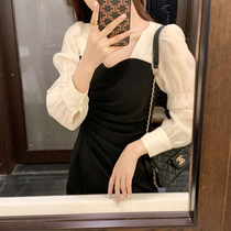 Spring dress 2021 new female French small fragrant style French fried street temperament Annual Meeting dress inside white dress