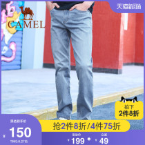 Camel mens straight jeans mens trend brand 2021 spring and autumn light blue stretch casual long pants