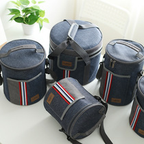 Oxford cloth round lunch box bag large portable cross Bento bag outdoor cold ice bag aluminum foil insulation bag