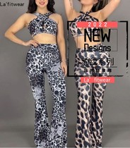 Export Europe and America original design hot girl BAO WEN high-play Peach Hip slim yoga fitness dance Bell pants set