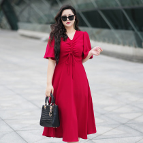 Large-yard womens dress new summer fat girl wears skirt fat mm shade