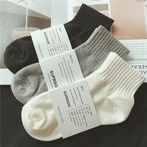 3 pairs of mens and womens boat Socks cotton spring and summer thin breathable black and white socks Joker college style couple sports short tube socks