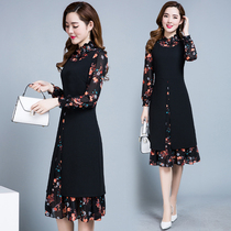 Forty-year-old dress 2021 Spring and Autumn new womens fashion foreign style high-end age fake two skirts