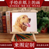 Dog portrait custom hand-painted pet portrait pet cat dog hand-painted pet parrot rabbit horse decoration memorial