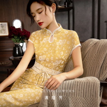 Man Tingfang (pick up summer) 2021 new summer improved version of Cheongsam retro girl Chinese daily dress