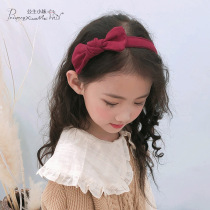 Children's headband girls red bow hairpin new year headdress Korea cute velvet hair accessories non-slip headband female