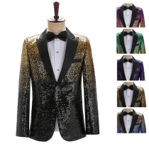 Color gradient sequin suit top Mens stage trendy shiny catwalk suit Bar singer performance dress