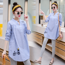 Pregnant Woman Shirt Long Sleeve Spring Dress 2022 Spring New Pregnant Woman Suit Fashion for Long Pregnancy Two Sets of Pregnancy