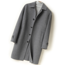 Autumn and winter new lapel 100% pure wool coat mens cashmere double-sided woolen mid-length business casual coat
