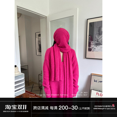 taobao agent Soft scarf, autumn sweater, long knitted top, V-neckline, mid-length