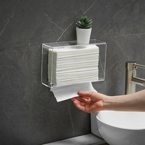  Bathroom toilet paper box Bathroom white paper rack Wall-mounted transparent paper box Free perforated kitchen tissue box