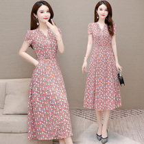 Chiffon floral dress dress womens short sleeves in summer 2021 New Age