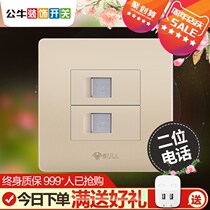 Decorative switch two-digit telephone socket double telephone 86 type wall telephone panel socket G07 gold