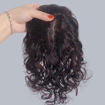 Middle-aged and elderly mother wig reissue female real hair bangs wig film cover white hair top head hair replacement piece hair hair hair