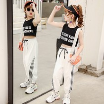 Girls anti-mosquito pants summer thin cotton ankle-length pants 2021 childrens clothing new products Zhongdabi loose casual tie pants