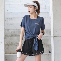 2021 fitness suit female fat mm large size loose yoga quick-drying clothes Running sports training suit t-shirt summer short sleeve