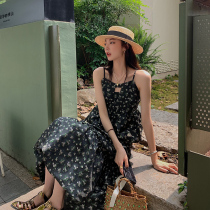 2021 new port wind vintage chic rose sweet department jacquard suspender skirt two-piece suit womens summer