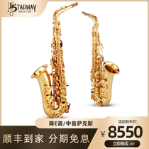 Stamaro Zhongye AS-875 alto saxophone E-flat professional performance lacquered gold handmade carved brass